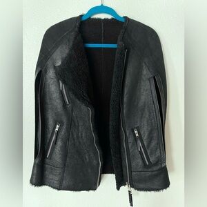 NWOT AllSaints Shearling Biker Cape, limited edition